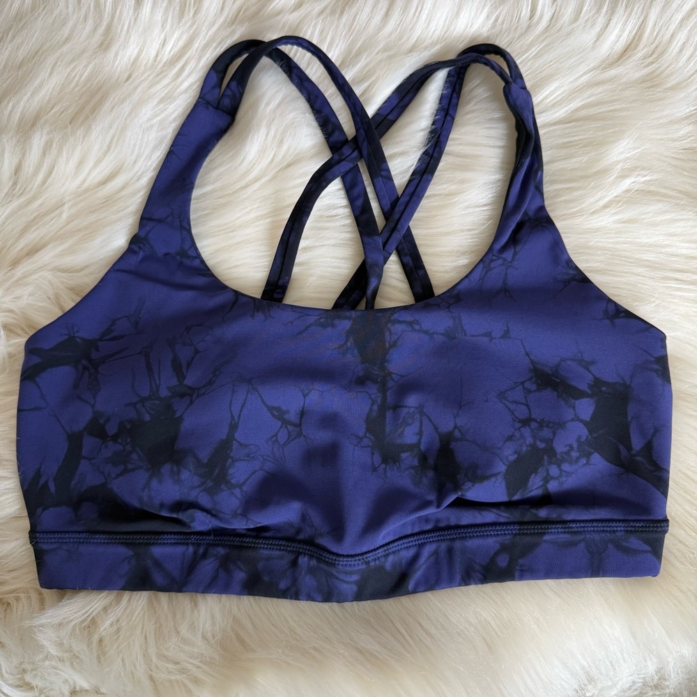 Lululemon Energy Bra Shibori Emporer Blue Black size 8